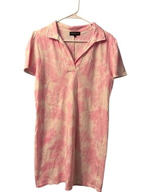 Generation Love Revolve Dress Short Sleeve Pink Tie-Dye Polo Collar Size Medium